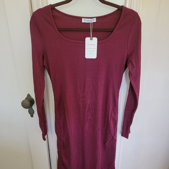 Ladies Body Con Dress, Size M, Wine color new - Picture 2 of 4